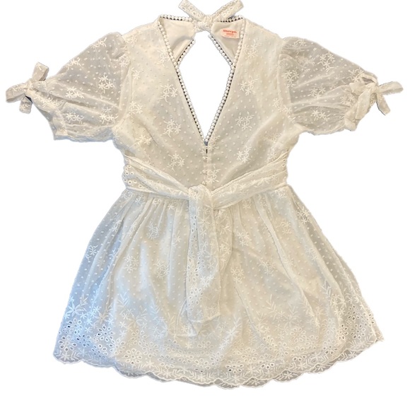Showpo. Dresses & Skirts - White mini dress with tie back and open back/ cottage core/ coquette